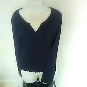 NOBO NAVY Ribbed Knit Long Sleeve Top